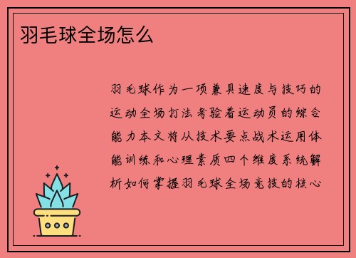 羽毛球全场怎么